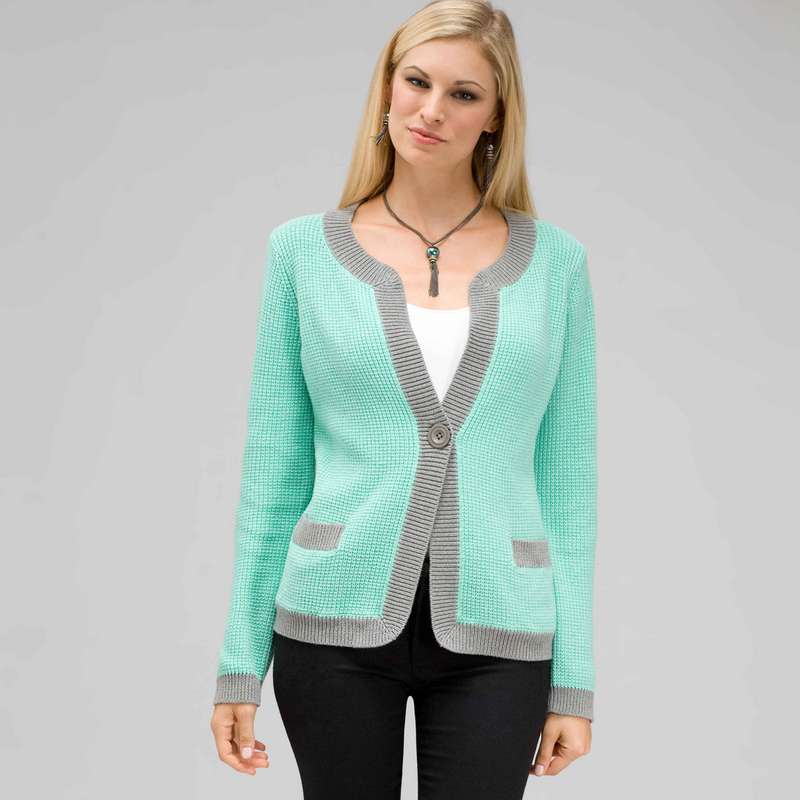 Crew Neck Cardigan, Icy Mint, large